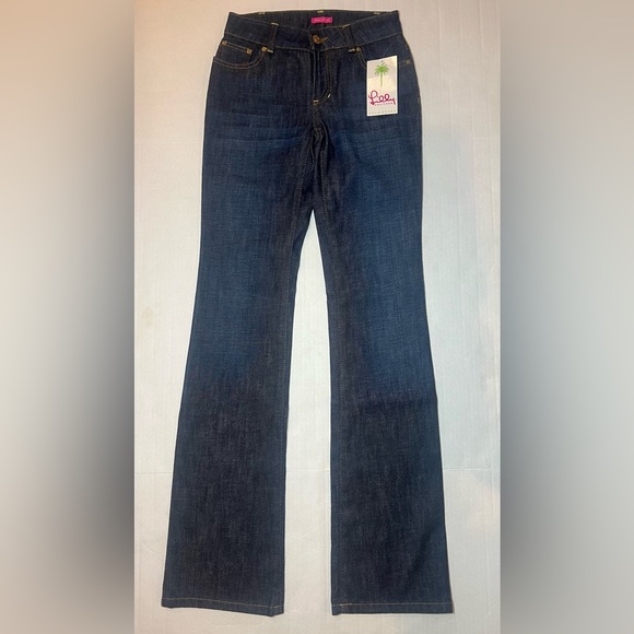Lilly Pulitzer Women’s Jeans NWT Main Line Fit Size 0 L Heavy Dark Palm Beach - Picture 2 of 12